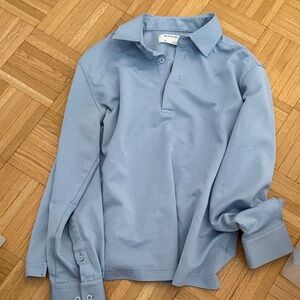 Ministry of Supply Blue Long Sleeve Polo Shirt